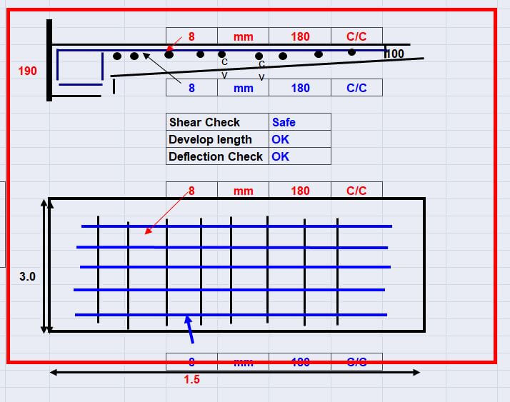 One-Way RCC Cantilever Slab Design Excel Sheet – IS 456