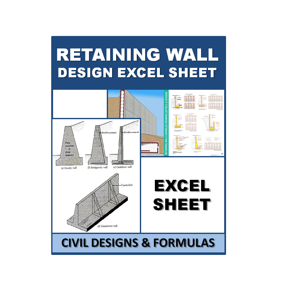RCC Cantilever & Counterfort Retaining Wall Design Excel Sheet – IS 456